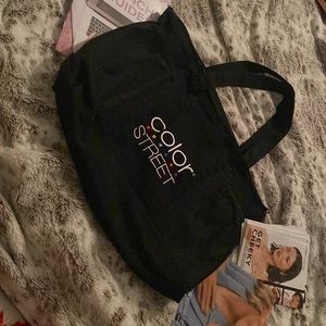 NWOT Color Street logo tote bag zipper closure + promo materials